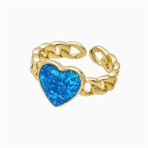Copper Heart Rings Pave Fireopal 18K Gold Plated, approx 10mm, 18mm dia
