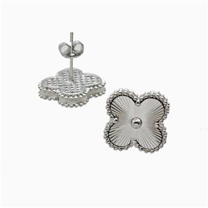 Copper Clover Stud Earrings Platinum Plated, approx 15mm