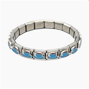 Raw Stainless Steel Module Bracelet With Cup Enamel, approx 9-10mm, 17cm length