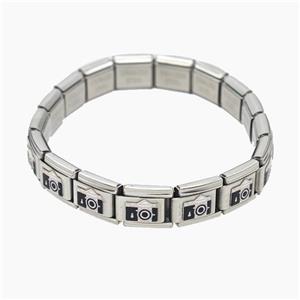 Raw Stainless Steel Module Bracelet With Camera, approx 9-10mm, 17cm length