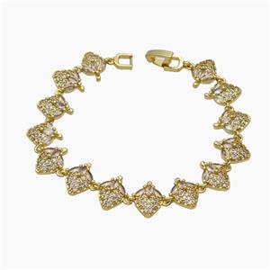 Copper Strawberry Bracelet Pave Zirconia Gold Plated, approx 12mm, 19cm length