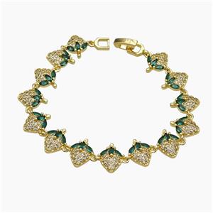 Copper Strawberry Bracelet Pave Zirconia Gold Plated, approx 12mm, 19cm length