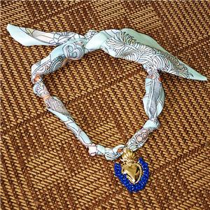 Jewelry Findings Necklace with Silk scarf, approx 35-45mm, 68cm length