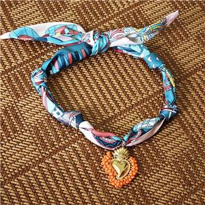 Jewelry Findings Necklace with Silk scarf, approx 35-45mm, 68cm length