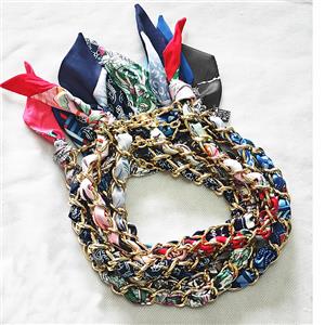 Polyester Fabric Aluminium Necklace Chain Mixed, approx 16mm, 45-50cm length