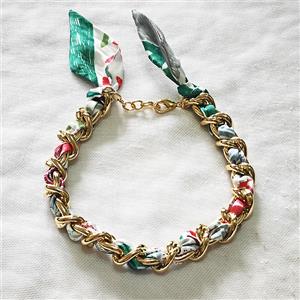 Polyester Fabric Alloy Necklace Chain, approx 18mm, 45cm length