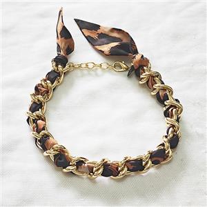 Polyester Fabric Alloy Necklace Chain, approx 18mm, 45cm length