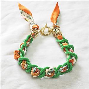 Polyester Fabric Resin Necklace Chain, approx 25mm, 45cm length