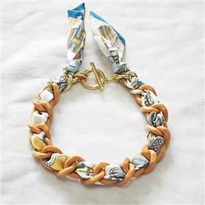 Polyester Fabric Resin Necklace Chain, approx 25mm, 45cm length