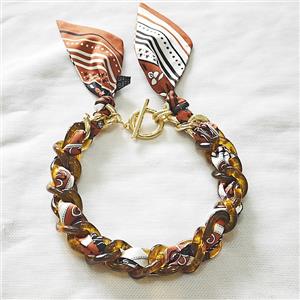 Polyester Fabric Resin Necklace Chain, approx 25mm, 45cm length