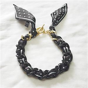 Polyester Fabric Resin Necklace Chain, approx 25mm, 45cm length