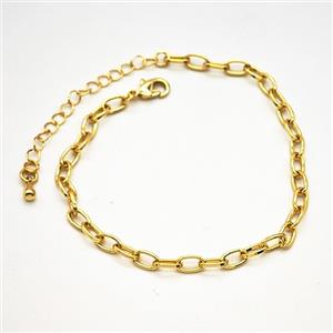 Copper Bracelets Chain Gold Plated, approx 3.5-6mm, 18-23cm length