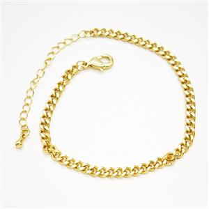 Copper Bracelets Chain Gold Plated, approx 4mm, 18-23cm length