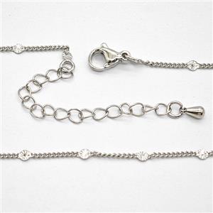 Copper Necklace Chain Platinum Plated, approx 1.2mm, 44-50cm length