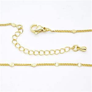 Copper Necklace Chain Gold Plated, approx 1.2mm, 44-50cm length