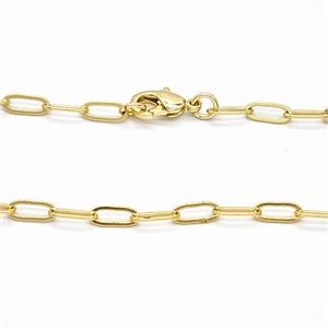 Copper Necklace Chain Gold Plated, approx 3-6.5mm, 45cm length