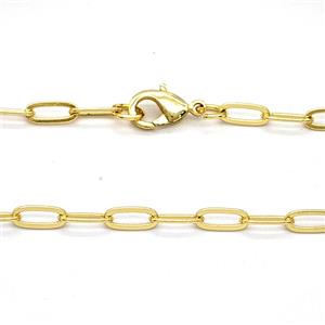 Copper Necklace Chain Gold Plated, approx 3-7mm, 43cmm length