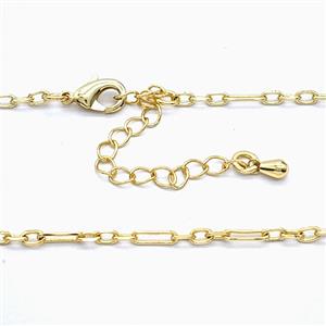 Copper Necklace Chain Gold Plated, approx 2-6.5mm, 47-52cm length