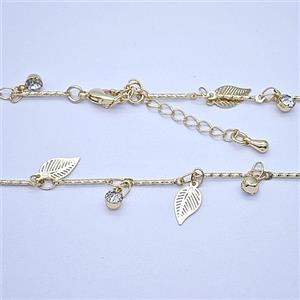 Copper Necklace Chain Gold Plated, approx 4mm, 6-10mm, 40-45cm length