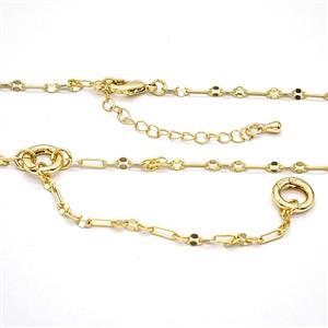 Copper Necklace Chain Gold Plated, approx 10mm, 3mm, 2-5mm, 40-45cm length