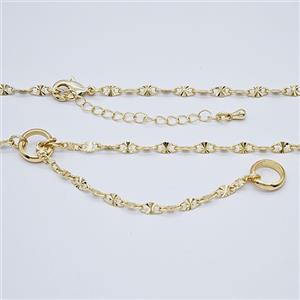Copper Necklace Chain Gold Plated, approx 10mm, 3-6mm, 40-45cm length
