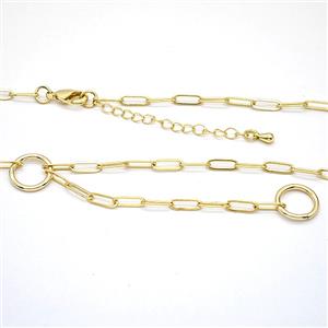 Copper Necklace Chain Gold Plated, approx 10mm, 3-9mm, 40-45cm length