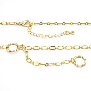 Copper Necklace Chain Gold Plated, approx 10mm, 3.5-6mm, 40-45cm length
