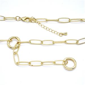 Copper Necklace Chain Gold Plated, approx 13mm, 5-14mm, 40-45cm length