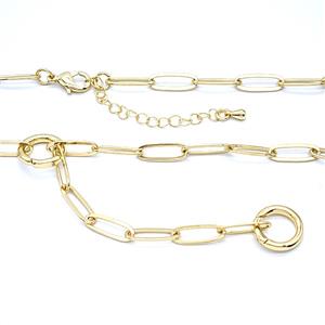 Copper Necklace Chain Gold Plated, approx 13mm, 5-14mm, 40-45cm length