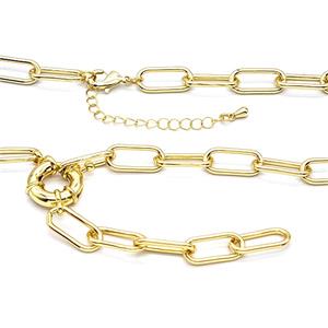 Copper Necklace Chain Gold Plated, approx 15mm, 7-16mm, 40-45cm length