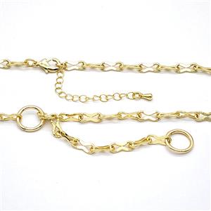 Copper Necklace Chain Gold Plated, approx 12mm, 4-10mm, 40-45cm length