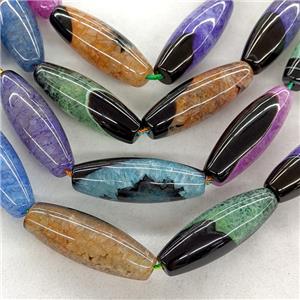 Natural Agate Druzy Rice Beads Mixed Color Dye, approx 13-40mm