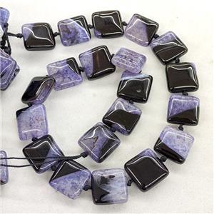 Natural Druzy Agate Square Beads Purple Dye, approx 18mm