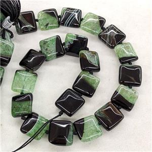 Natural Druzy Agate Square Beads Green Dye, approx 18mm