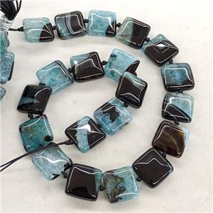 Natural Druzy Agate Square Beads Teal Dye, approx 18mm