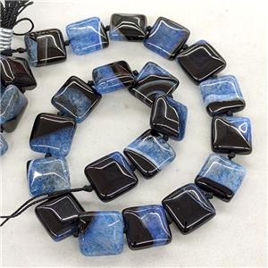 Natural Druzy Agate Square Beads Blue Dye, approx 18mm