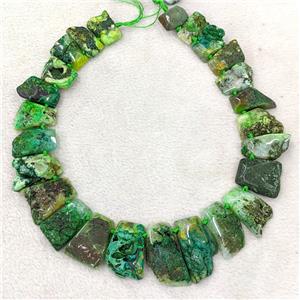 Natural Agate Slice Beads Graduated Green Dye, approx 20-40mm