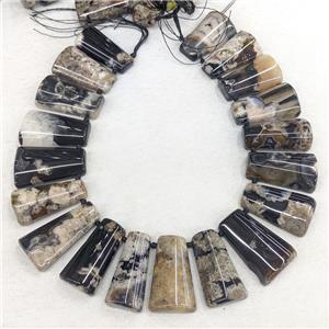 Natural Sakura Agate Beads Freeform Graduated Topdrilled Black Dye, approx 25-45mm