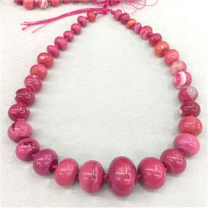 Natural Agate Rondelle Beads Graduated Red Dye Smooth, approx 12-30mm