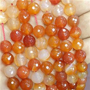 Natural Red Carnelian Agate Round Beads Faceted, approx 12mm