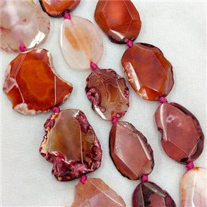 Natural Agate Slice Beads Red Dye Freeform, approx 20-35mm