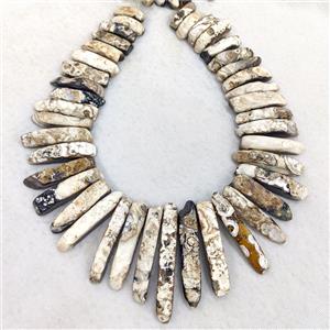 Natural Agate Stick Beads Topdrilled Graduated Black White Dye, approx 30-60mm