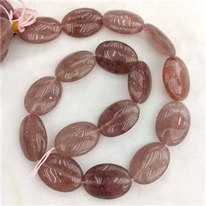 Pink Strawberry Quartz Oval Beads, approx 18-25mm