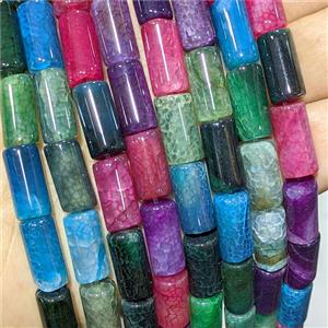 Veins Agate Tube Beads Dye Mixed Color, approx 8-16mm