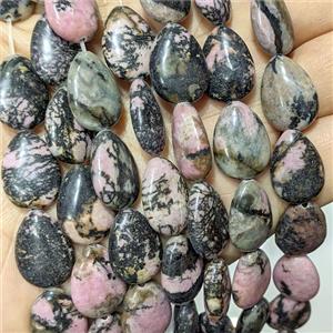 Chinese Rhodonite Teardrop Beads Flat, approx 13-18mm