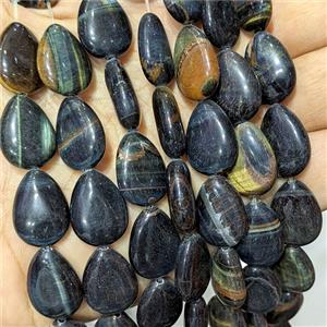 Tiger Eye Stone Teardrop Beads Flat, approx 13-18mm