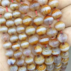 Tibetan Agate Round Beads Orange Dye, approx 6mm