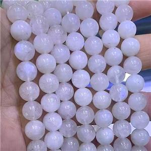 Natural White Moonstone Beads Blue Flash Smooth Round, approx 10mm dia