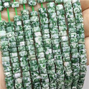 Natural Green Dalmatian Jasper Hexagon Beads, approx 6mm
