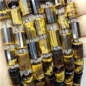 Natural Tiger Eye Stone Tube Beads, approx 10-14mm